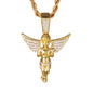 Iced Medium Angel Pendant with 4mm Rope Chain 24" - HC-1344