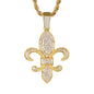 Iced Medium Fleur-De-Lis Pendant with 4mm Rope Chain 24" - HC-1345