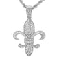 Iced Medium Fleur-De-Lis Pendant with 4mm Rope Chain 24" - HC-1345