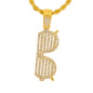 Iced Medium Sunglasses Pendant with 4mm Rope Chain 24" - HC-1347*