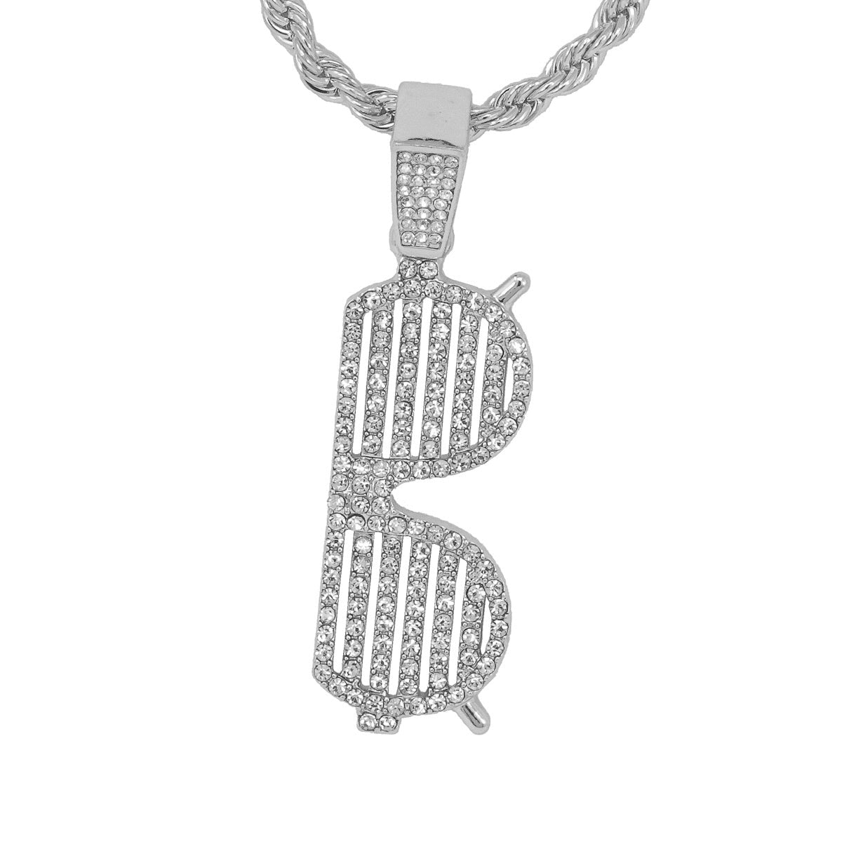 Iced Medium Sunglasses Pendant with 4mm Rope Chain 24" - HC-1347*