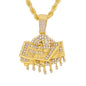 Iced Medium Money Pendant with 4mm Rope Chain 24" - HC-1351*