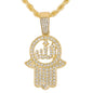 Iced Medium Islamic Pendant with 4mm Rope Chain 24" - HC-1352*