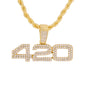 Iced Medium 420 Pendant with 4mm Rope Chain 24" - HC-1357*