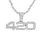 Iced Medium 420 Pendant with 4mm Rope Chain 24" - HC-1357*