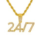 Iced Medium 24/7 Pendant with 4mm Rope Chain 24" - HC-1358*