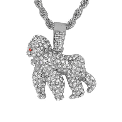 Iced Medium Gorilla Pendant with 4mm Rope Chain 24" - HC-1362