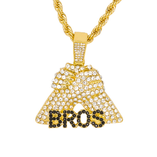 Iced Medium Bros Pendant with 4mm Rope Chain 24" - HC-1363*