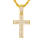 Iced Medium Cross Pendant with 4mm Rope Chain 24" - HC-1370