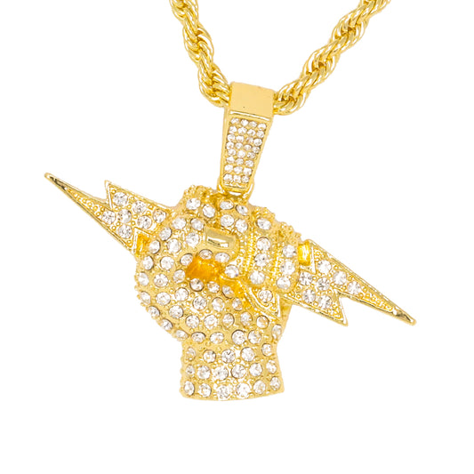 Iced Medium Fist Pendant with 4mm Rope Chain 24" - HC-1371*