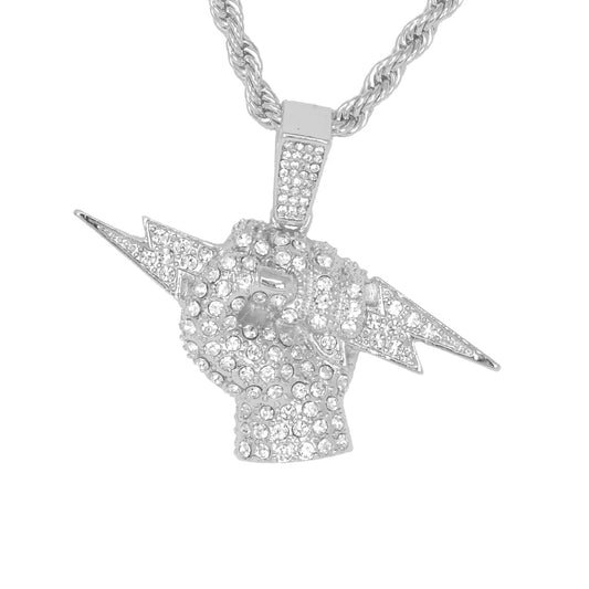 Iced Medium Fist Pendant with 4mm Rope Chain 24" - HC-1371*