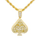 Iced Medium Spade Pendant with 4mm Rope Chain 24" - HC-1380*