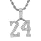 Iced Medium 24 Pendant with 4mm Rope Chain 24" - HC-1384*