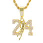 Iced Medium 24 Pendant with 4mm Rope Chain 24" - HC-1385
