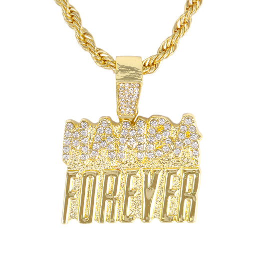 Iced Medium Mamba Pendant with 4mm Rope Chain 24" - HC-1386*