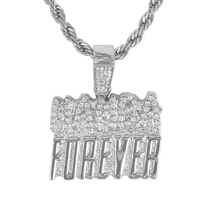 Iced Medium Mamba Pendant with 4mm Rope Chain 24" - HC-1386*