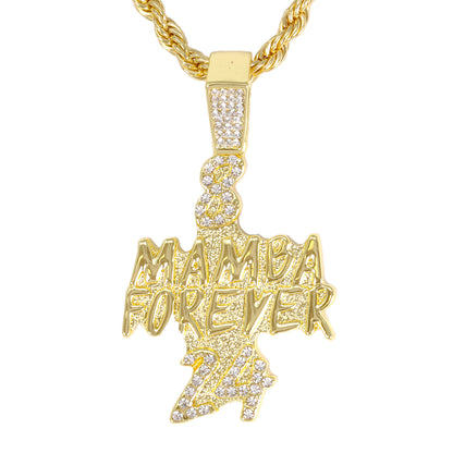 Iced Medium Mamba Pendant with 4mm Rope Chain 24" - HC-1387*