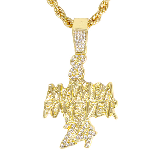 Iced Medium Mamba Pendant with 4mm Rope Chain 24" - HC-1387*