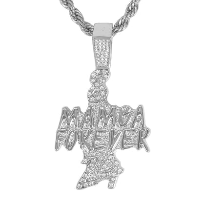 Iced Medium Mamba Pendant with 4mm Rope Chain 24" - HC-1387*