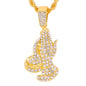 Iced Medium Praying Hands Pendant with 4mm Rope Chain 24" - HC-1388