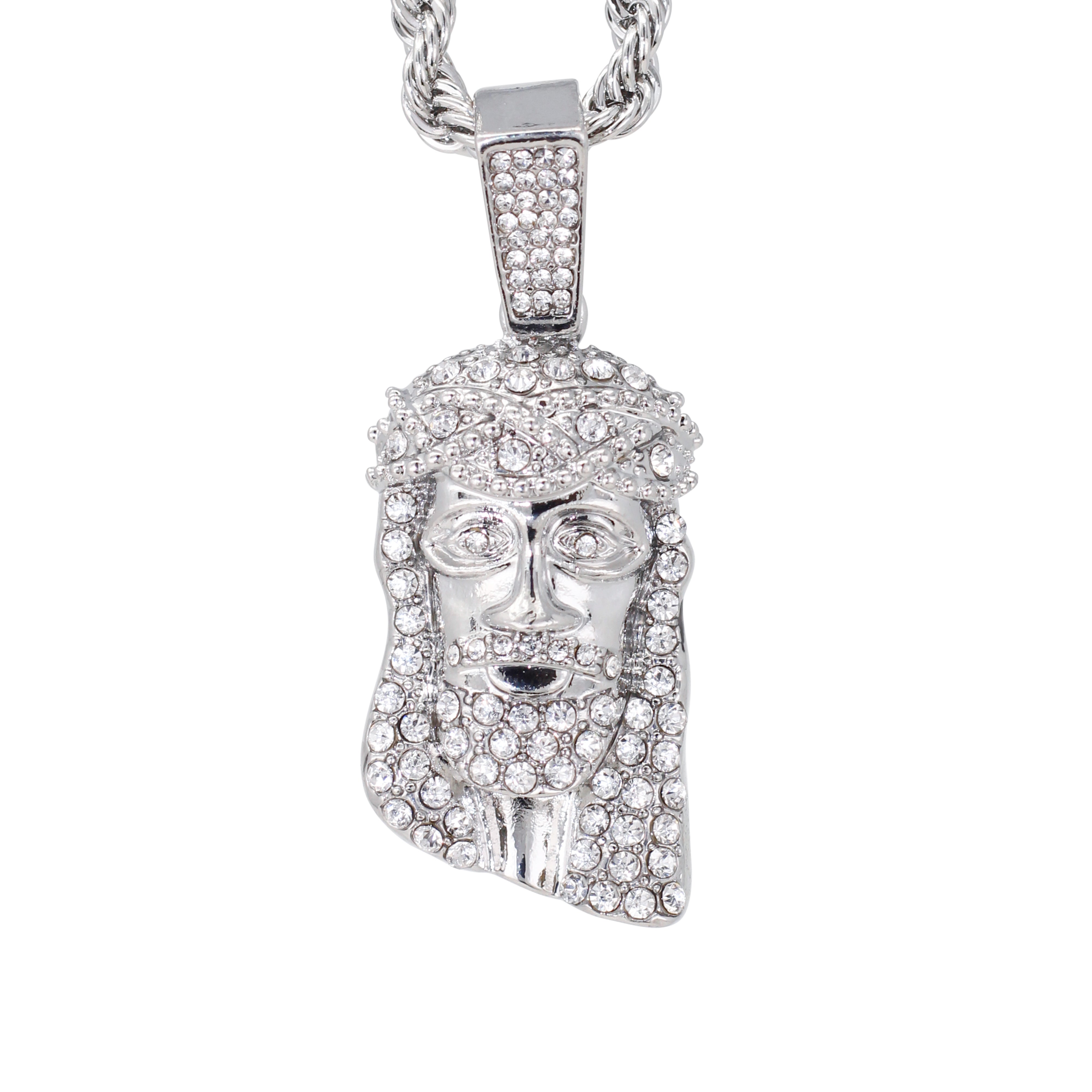 ICED JESUS NECKLACE SILVER