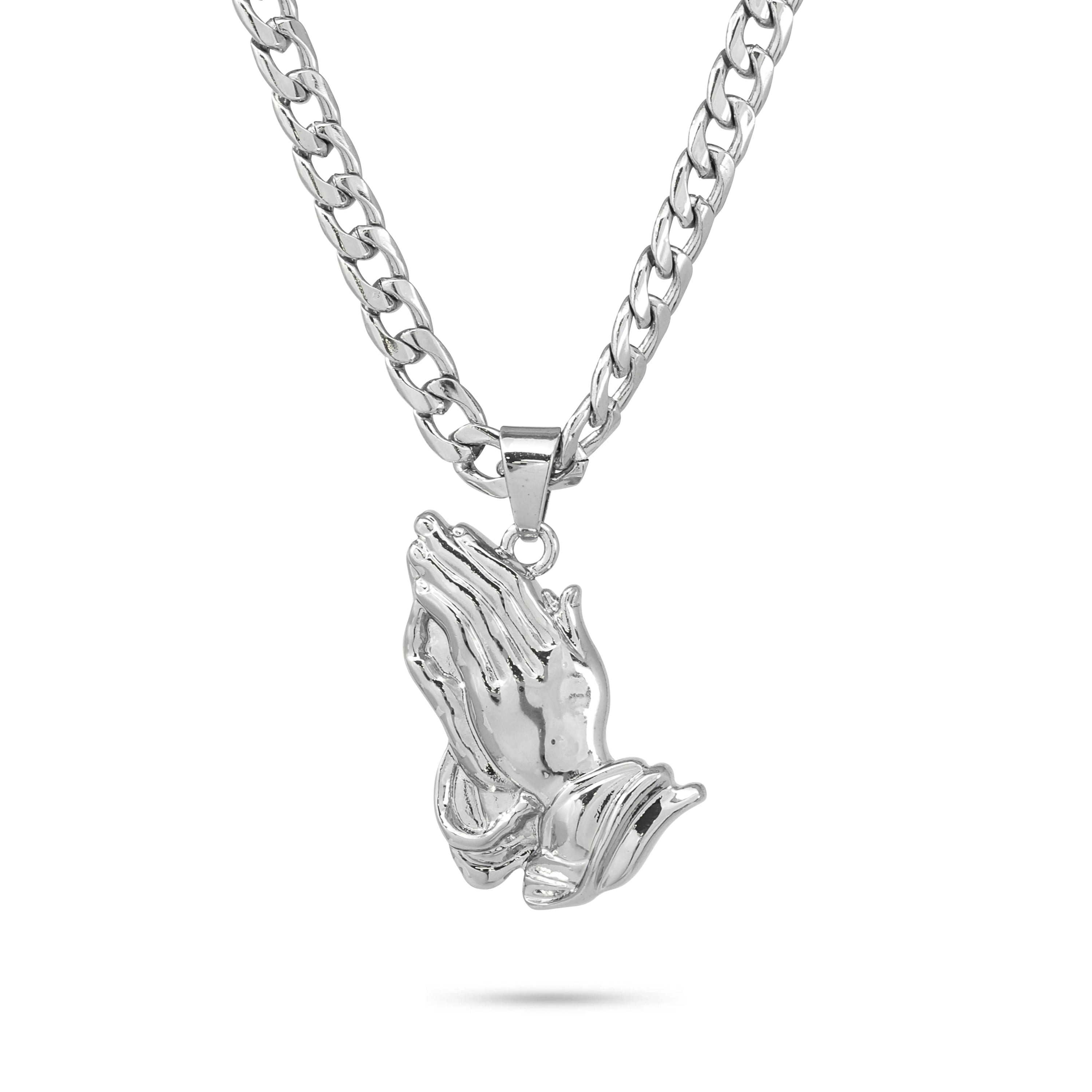 PRAYING HAND NECKLACE SILVER