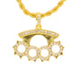 Iced Medium Knuckles Pendant with 4mm Rope Chain 24" - HC-1402*