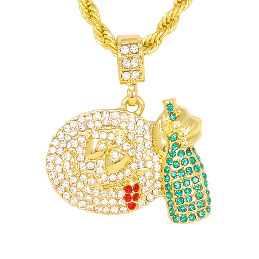 Iced Medium Emoji Pendant with 4mm Rope Chain 24" - HC-1404*