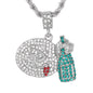 Iced Medium Emoji Pendant with 4mm Rope Chain 24" - HC-1404*