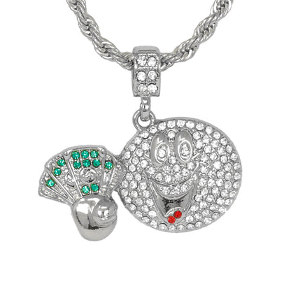 Iced Medium Emoji Pendant with 4mm Rope Chain 24" - HC-1406*