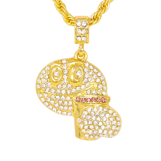 Iced Medium Emoji Pendant with 4mm Rope Chain 24" - HC-1407*