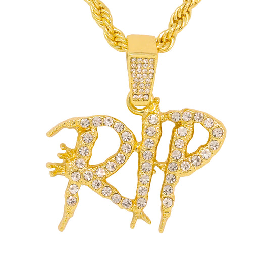 Iced Medium Rip Pendant with 4mm Rope Chain 24" - HC-1408*