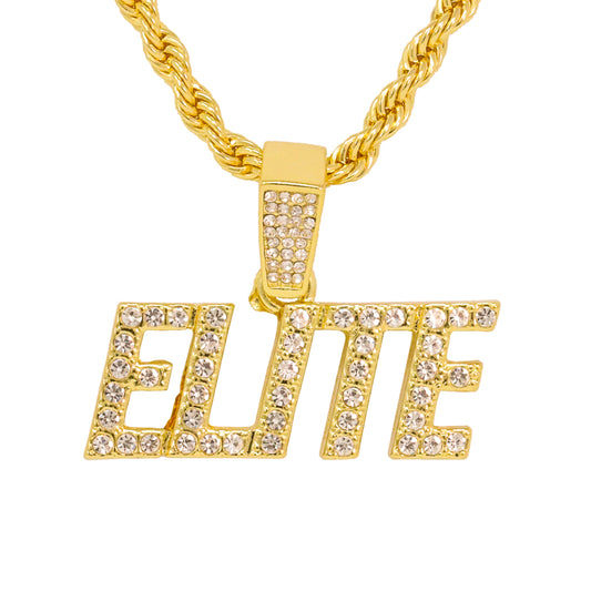 Iced Medium Elite Pendant with 4mm Rope Chain 24" - HC-1410*