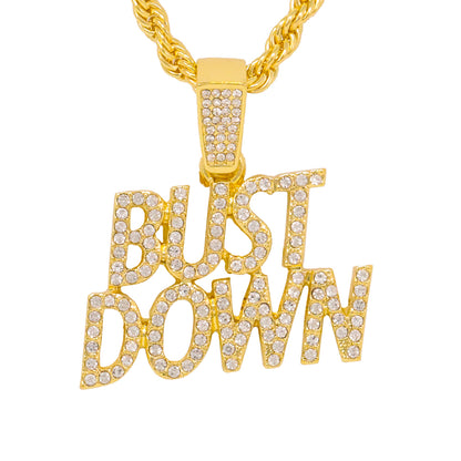 Iced Medium Bust Down Pendant with 4mm Rope Chain 24" - HC-1415*