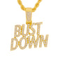 Iced Medium Bust Down Pendant with 4mm Rope Chain 24" - HC-1415*