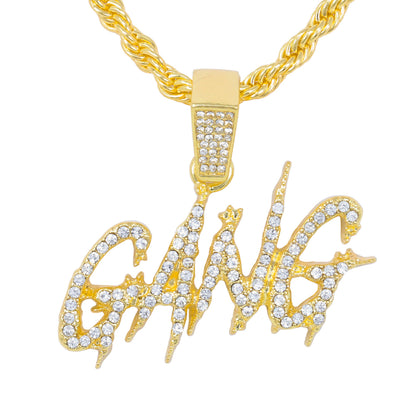 Iced Medium Gang Pendant with 4mm Rope Chain 24" - HC-1419*