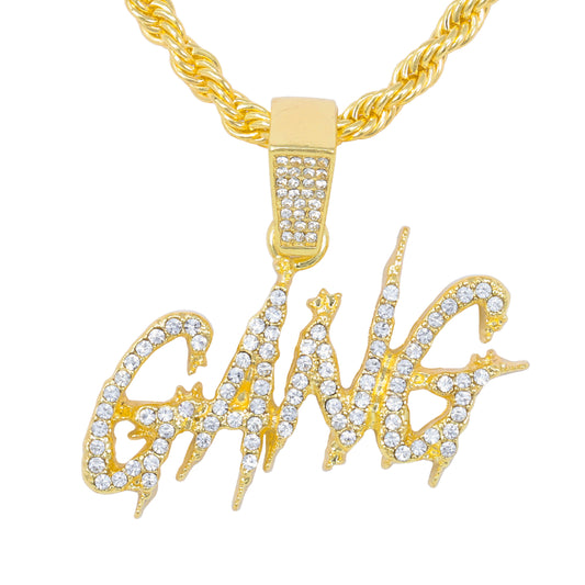 Iced Medium Gang Pendant with 4mm Rope Chain 24" - HC-1419*