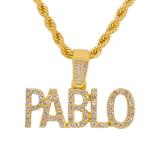 Iced Medium Pablo Pendant with 4mm Rope Chain 24" - HC-1422*