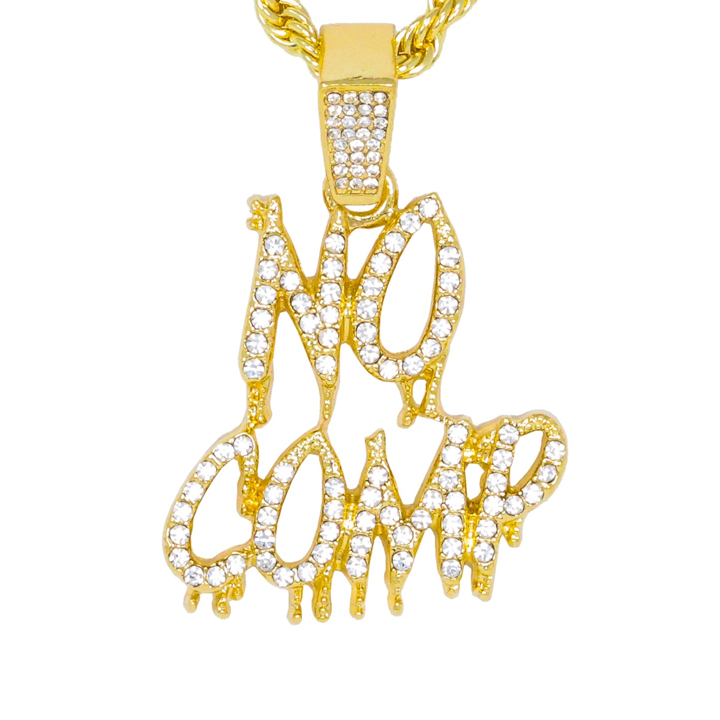 Iced Medium No Comp Pendant with 4mm Rope Chain 24" - HC-1425*
