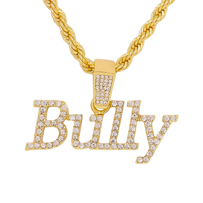 Iced Medium Bully Pendant with 4mm Rope Chain 24" - HC-1429*