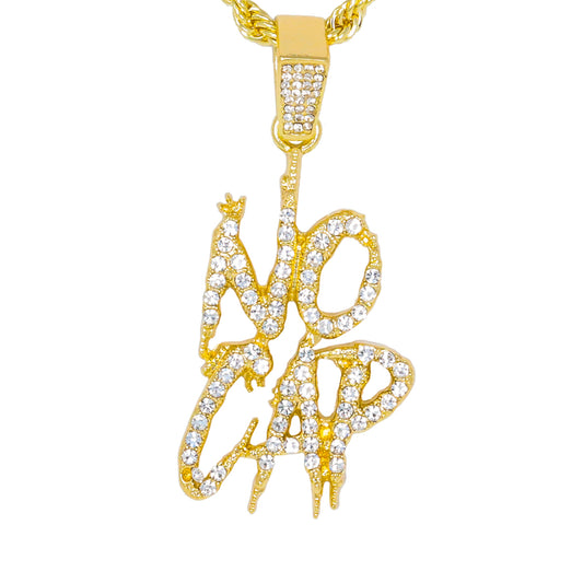 Iced Medium No Cap Pendant with 4mm Rope Chain 24" - HC-1431