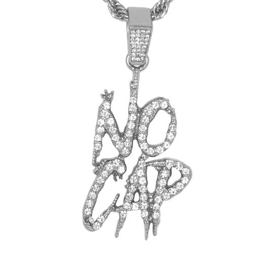 Iced Medium No Cap Pendant with 4mm Rope Chain 24" - HC-1431