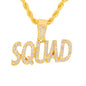 Iced Medium Squad Pendant with 4mm Rope Chain 24" - HC-1435*