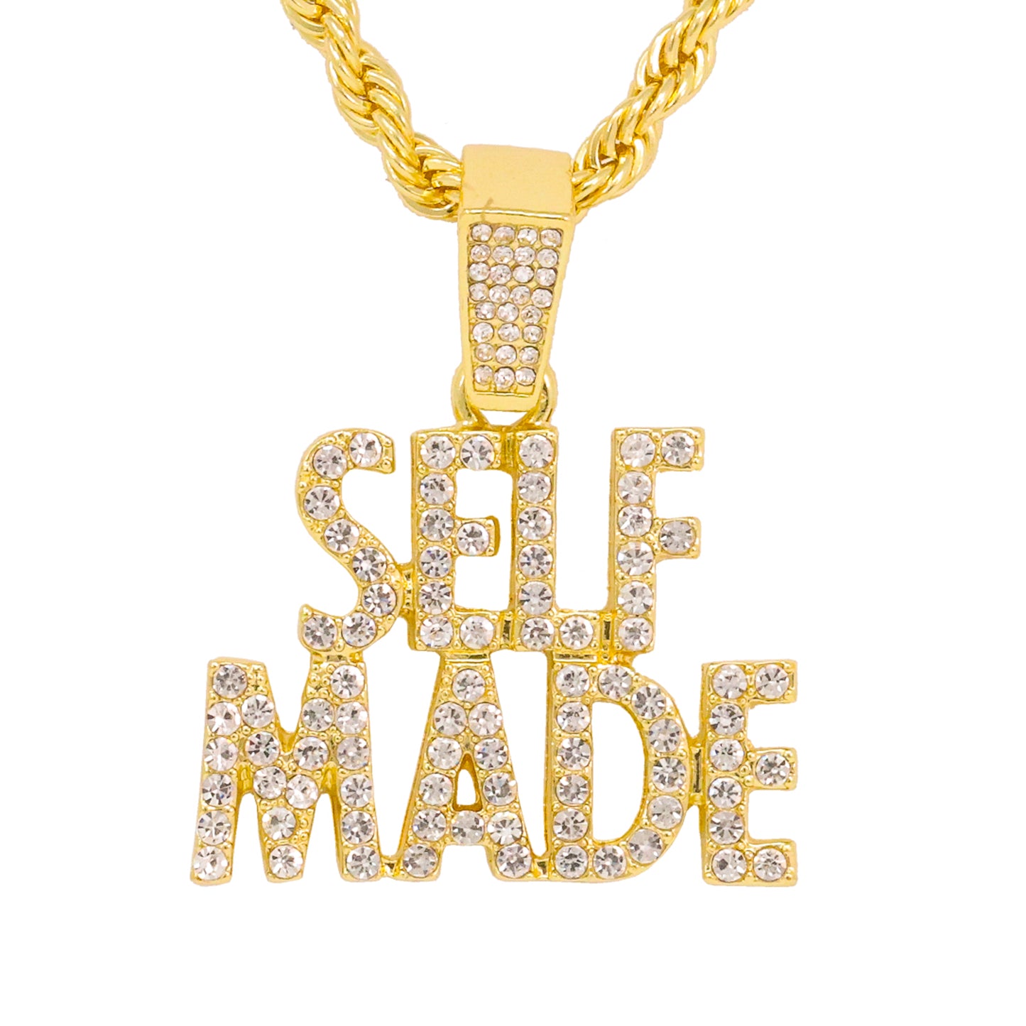 Iced Medium Self Made Pendant with 4mm Rope Chain 24" - HC-1437*