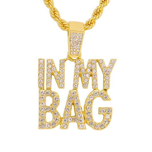 Iced Medium In My Bag Pendant with 4mm Rope Chain 24" - HC-1440*