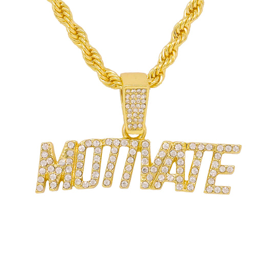 Iced Medium Motivate Pendant with 4mm Rope Chain 24" - HC-1441*
