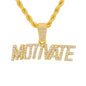 Iced Medium Motivate Pendant with 4mm Rope Chain 24" - HC-1441*
