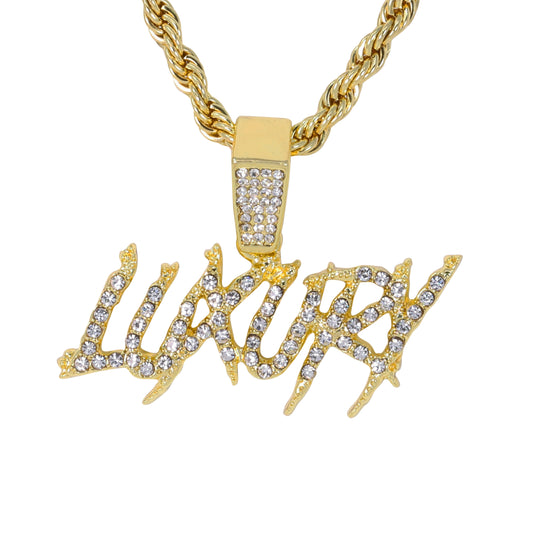 Iced Medium Luxury Pendant with 4mm Rope Chain 24" - HC-1503*