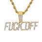 Iced Medium Fuck Off Pendant with 4mm Rope Chain 24" - HC-1504*