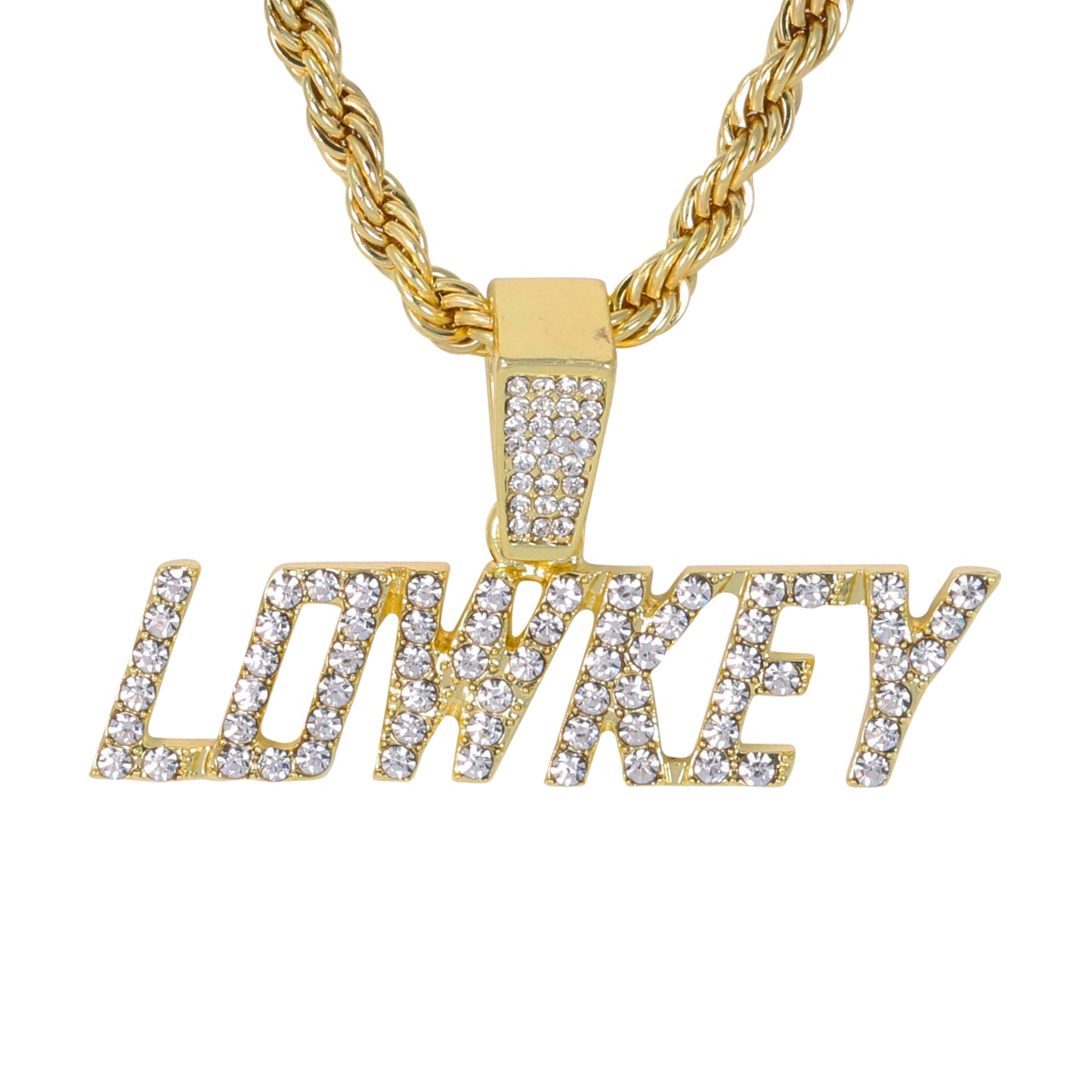 Iced Medium Lowkey Pendant with 4mm Rope Chain 24" - HC-1505*